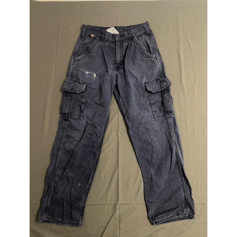 Carhartt FR Mens 30x32‎ Navy Blue Loose Fit Flame Resistant Pants Cargo Cat 2